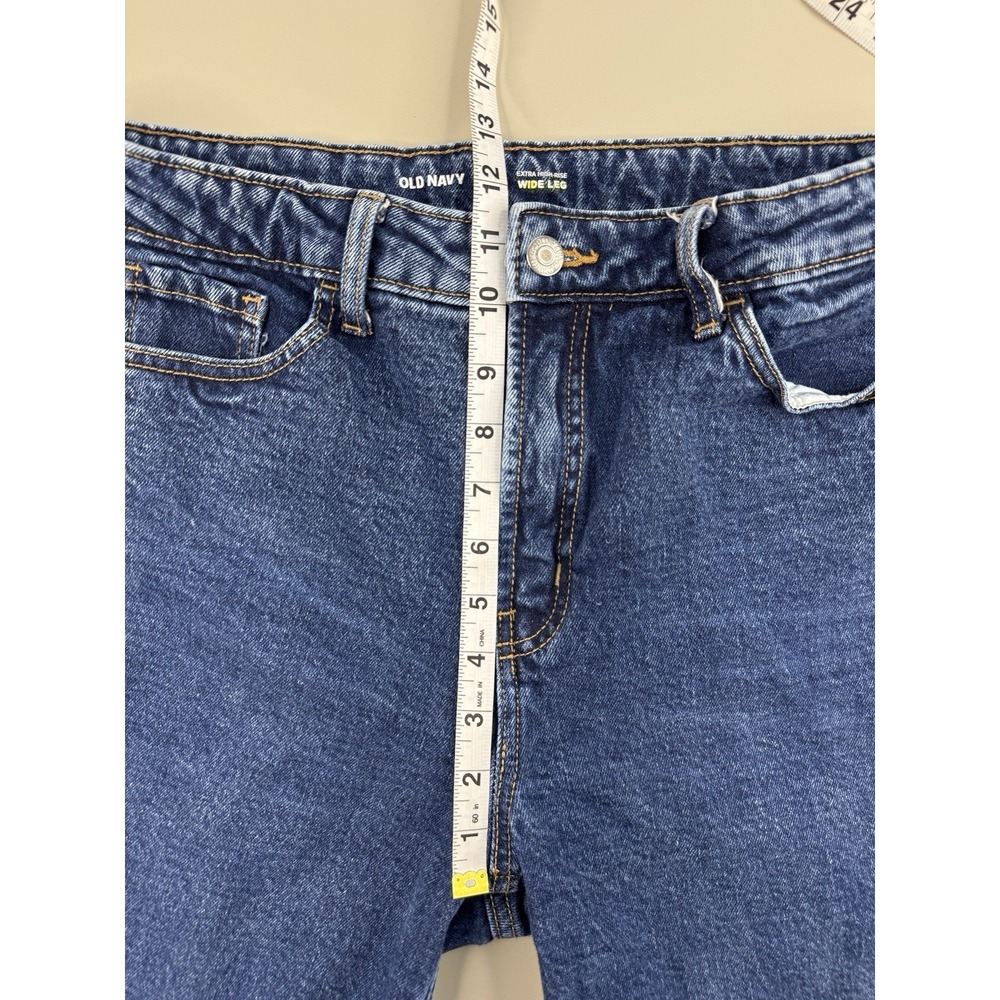 Old Navy Women's Extra High Rise Wide Leg Jeans 12 Dark Wash - Picture 4 of 11